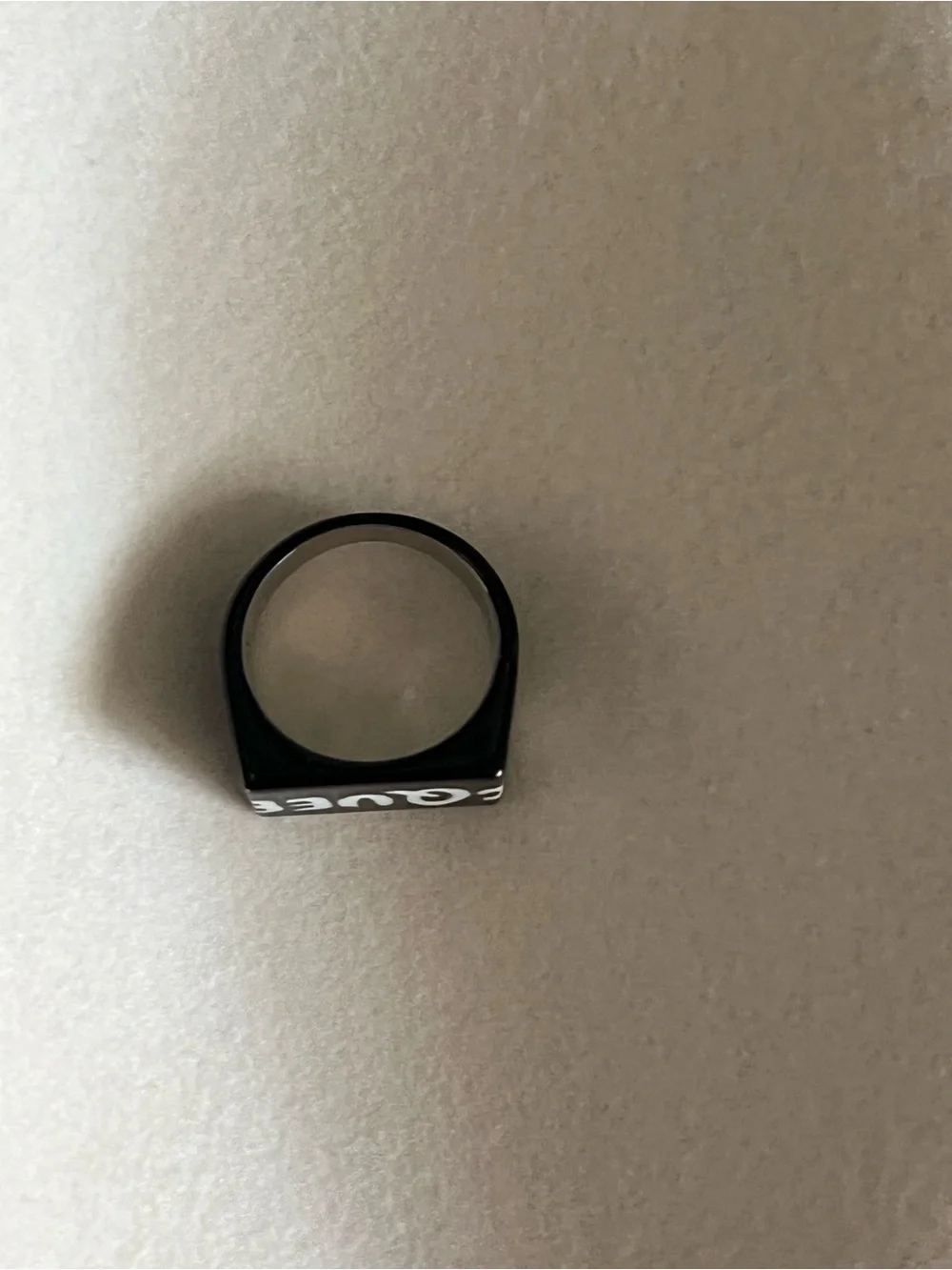Alexander McQueen Black Ring with White Logo
